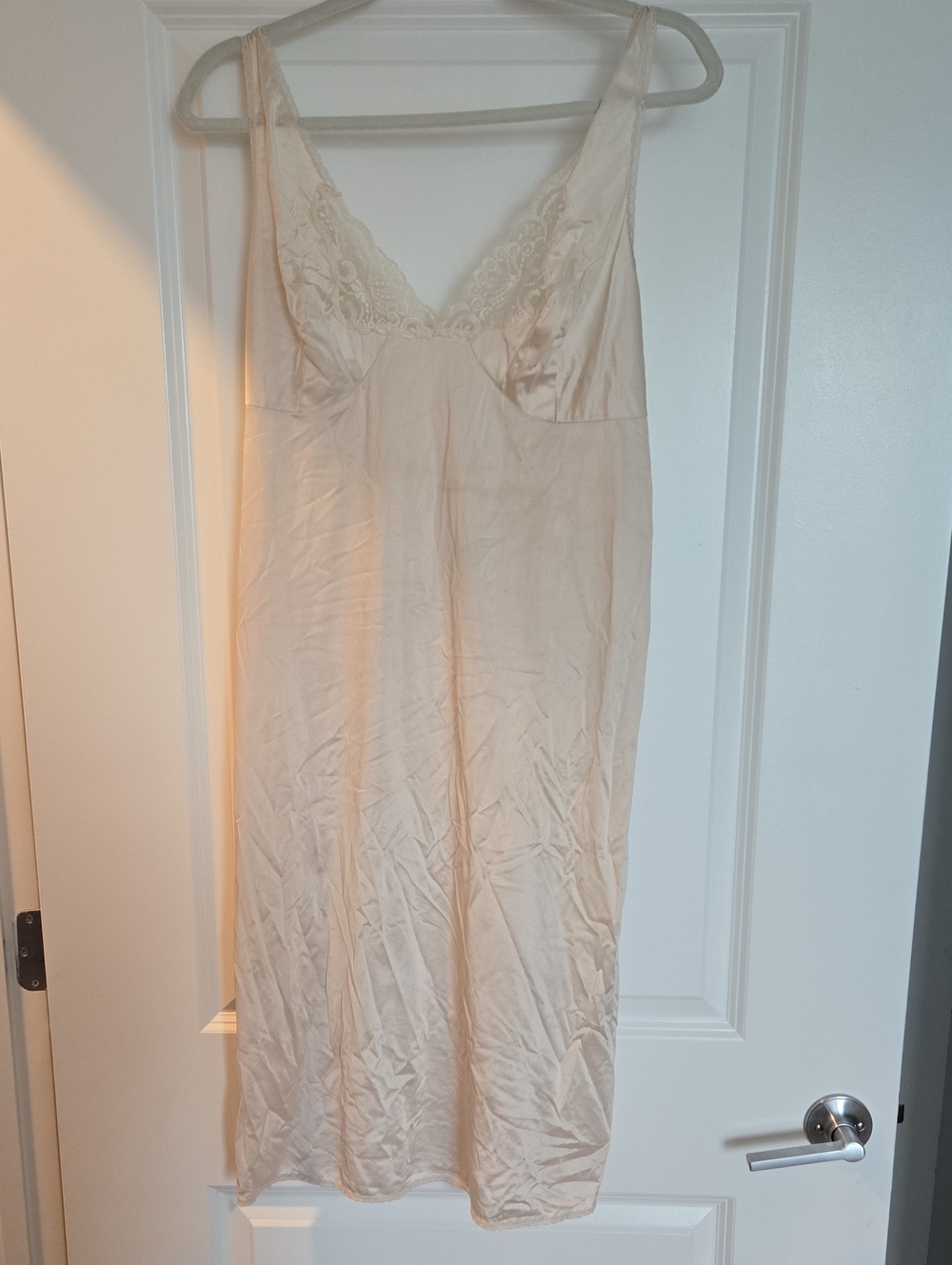 Classic Lace-Trim Slip Dress in Cream